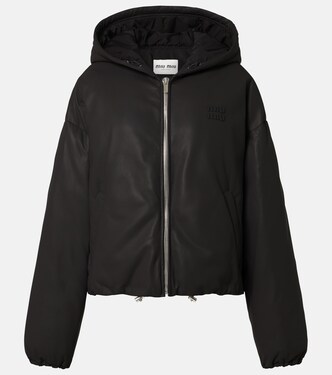 Logo leather puffer jacket | Miu Miu