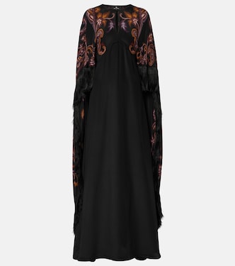 Paisley caped fringed silk gown | Etro