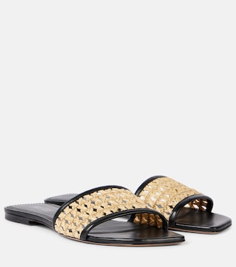 Ava 50 leather-trimmed mules | Paris Texas