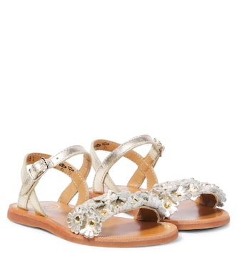 Plagette Multi Flo metallic leather sandals | Pom d'Api