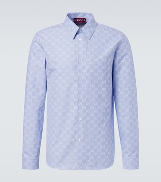 Camisa GG de algodón y seda en jacquard | Gucci