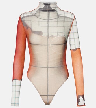 Fire printed mesh bodysuit | Jean Paul Gaultier