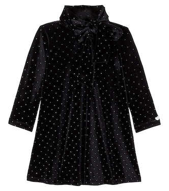 Tie-neck studded dress | Monnalisa