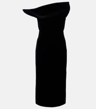 Sato off-shoulder velvet midi dress | Khaite