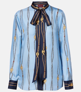 Camisa de sarga de seda estampada | Gucci