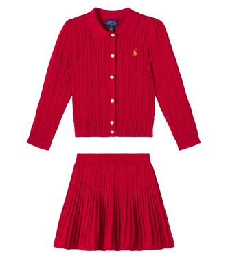 Cable-knit cotton cardigan and skirt set | Polo Ralph Lauren Kids
