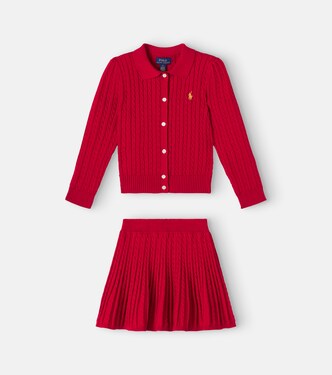 Cable-knit cotton cardigan and skirt set | Polo Ralph Lauren Kids