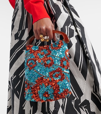 Crisp Small sequined satin top-handle bag in multicoloured - Dries