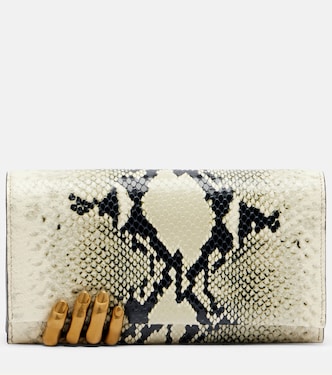 Sculpted Hand snake-effect leather clutch | Khaite
