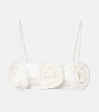 Floral-appliqué cotton-blend bandeau top | Adriana Degreas