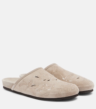 Sequined suede slides | Brunello Cucinelli
