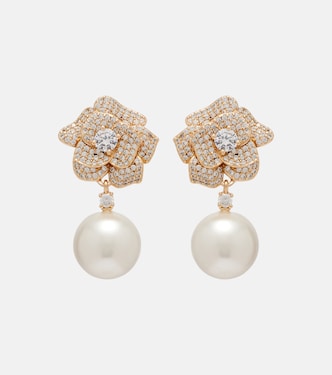 Embellished faux pearl drop earrings | Self-Portrait