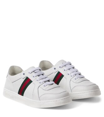 Web Stripe leather sneakers | Gucci Kids