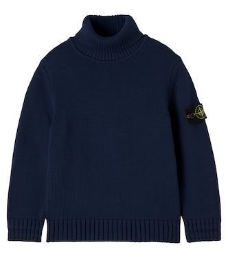 Compass cotton-blend turtleneck sweater | Stone Island Junior