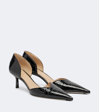 Victoria Angle D'Orsay croc-effect leather pumps | Victoria Beckham