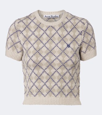 Argyle cotton-blend bouclé sweater | Acne Studios