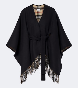 Mantella Burberry Check in lana con frange | Burberry