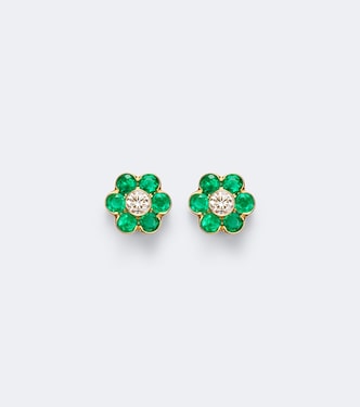 Flora 18kt gold earrings with emeralds and diamond | Anita Ko
