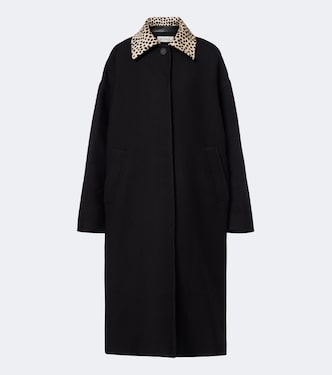 Calf hair-trimmed virgin wool coat | Róhe