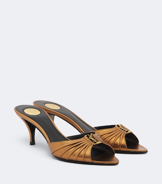 Babylone Cassandre metallic leather mules | Saint Laurent