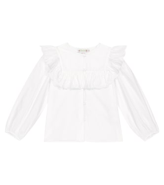 Ruffle-trimmed cotton top | Bonpoint