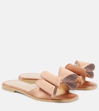 Le Cadeau Double Bow satin slides | Mach & Mach