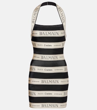 Striped halterneck jacquard minidress | Balmain