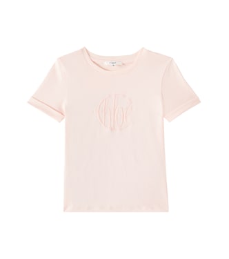 Logo embroidered cotton jersey T-shirt | Chloé Kids