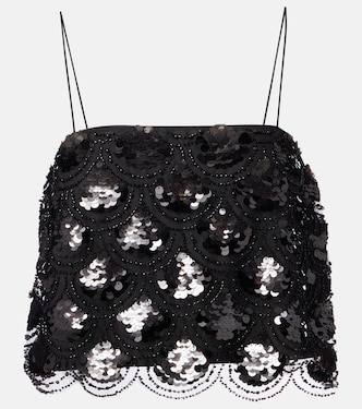 Sequined scalloped crop top | Rotate