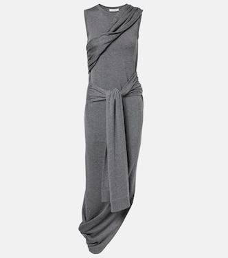 Knitted tie-detail asymmetric midi dress | JW Anderson