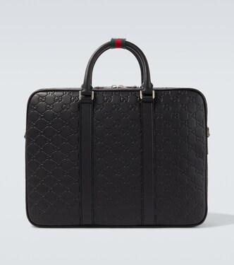 GG Emblem debossed leather briefcase | Gucci