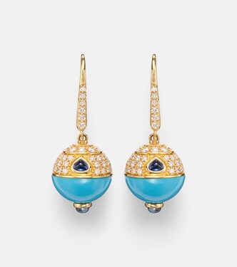 Boucles d’oreilles en or 18 ct (750/1000), turquoise, saphir et diamants | Marina B