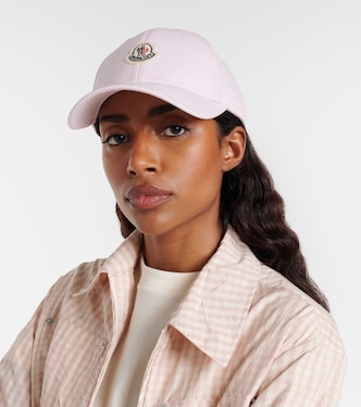 Logo cotton gabardine baseball cap in pink - Moncler | Mytheresa