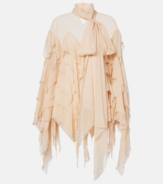 Ruffled scarf-detail georgette blouse | Blumarine