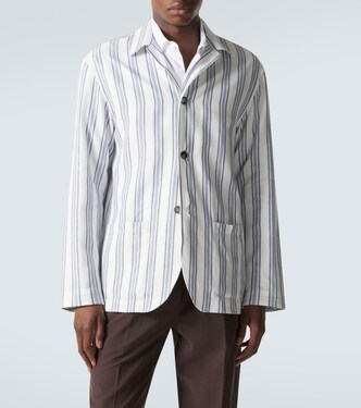 Striped cotton and linen blazer in white - Brioni | Mytheresa
