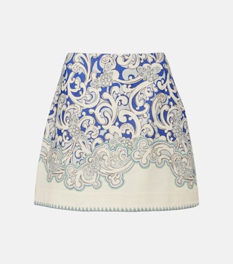 Printed linen and cotton miniskirt | Alémais