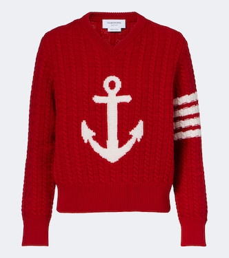4-Bar cable-knit virgin wool sweater | Thom Browne