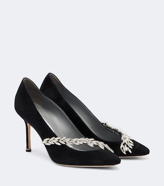 x Manolo Blahnik embellished suede pumps | Balenciaga