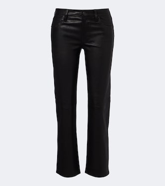 Pantalon ajusté The Leather Cigarette en cuir | Frame