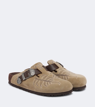 x Birkenstock Boston embroidered suede clogs | Etro