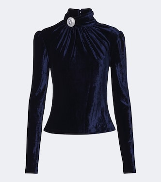 Embellished gathered velvet top | Rabanne