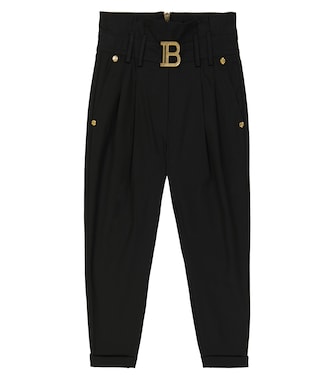 Belted cotton-blend pants | Balmain Kids