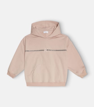 Embellished cotton hoodie | Brunello Cucinelli Kids