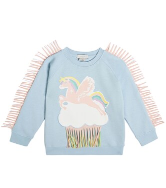 Fringed printed cotton sweatshirt | Stella McCartney Kids