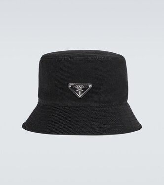 Logo cotton corduroy bucket hat  | Prada