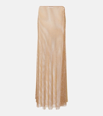 Crystal-embellished mesh maxi skirt | Self-Portrait