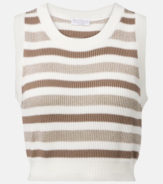 Striped cotton sweater vest | Brunello Cucinelli