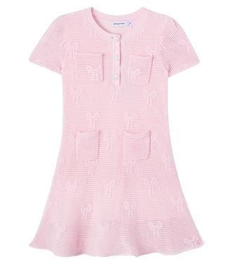 Bow crochet cotton-blend dress | Self-Portrait Kids