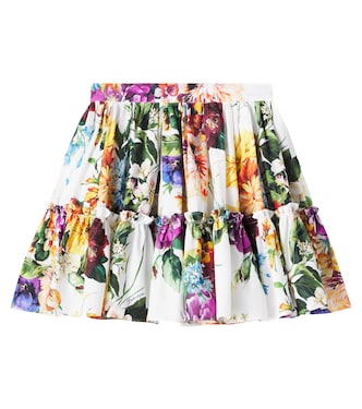 Floral cotton poplin skirt | Dolce&Gabbana Kids
