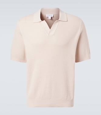 Waffle-knit cotton polo shirt | Sunspel